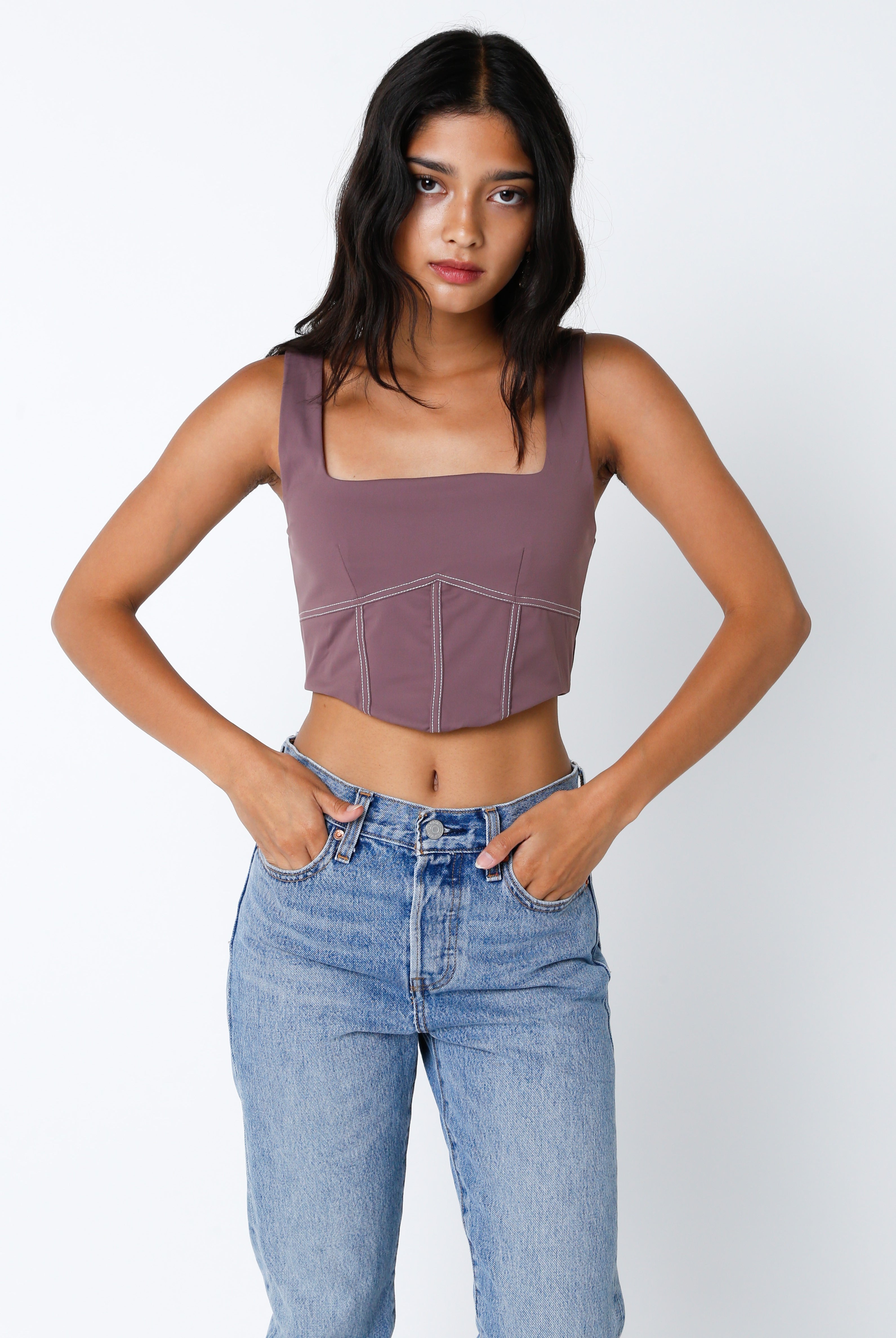 Brown Bustier Crop Top