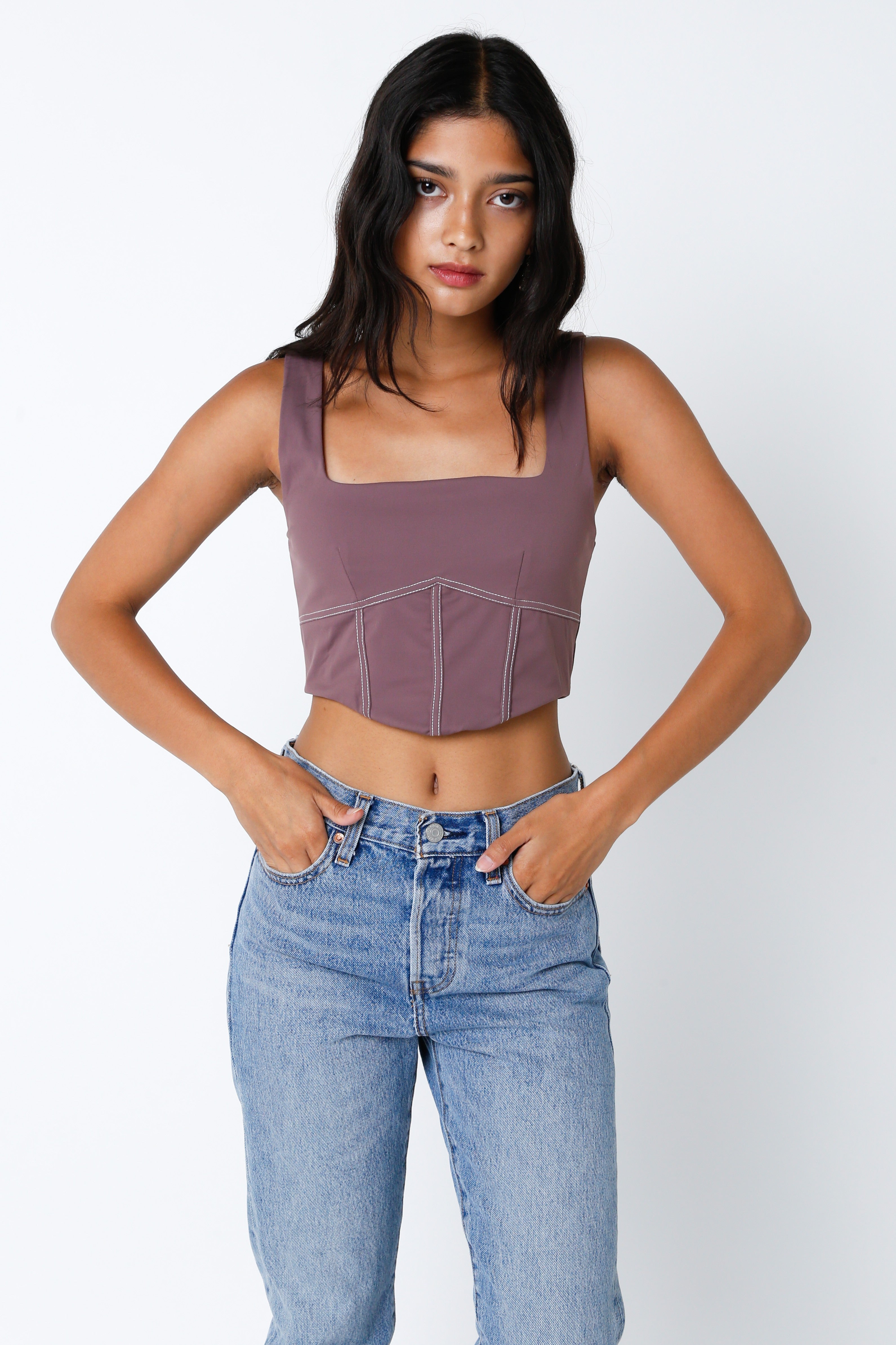 Brown Bustier Crop Top