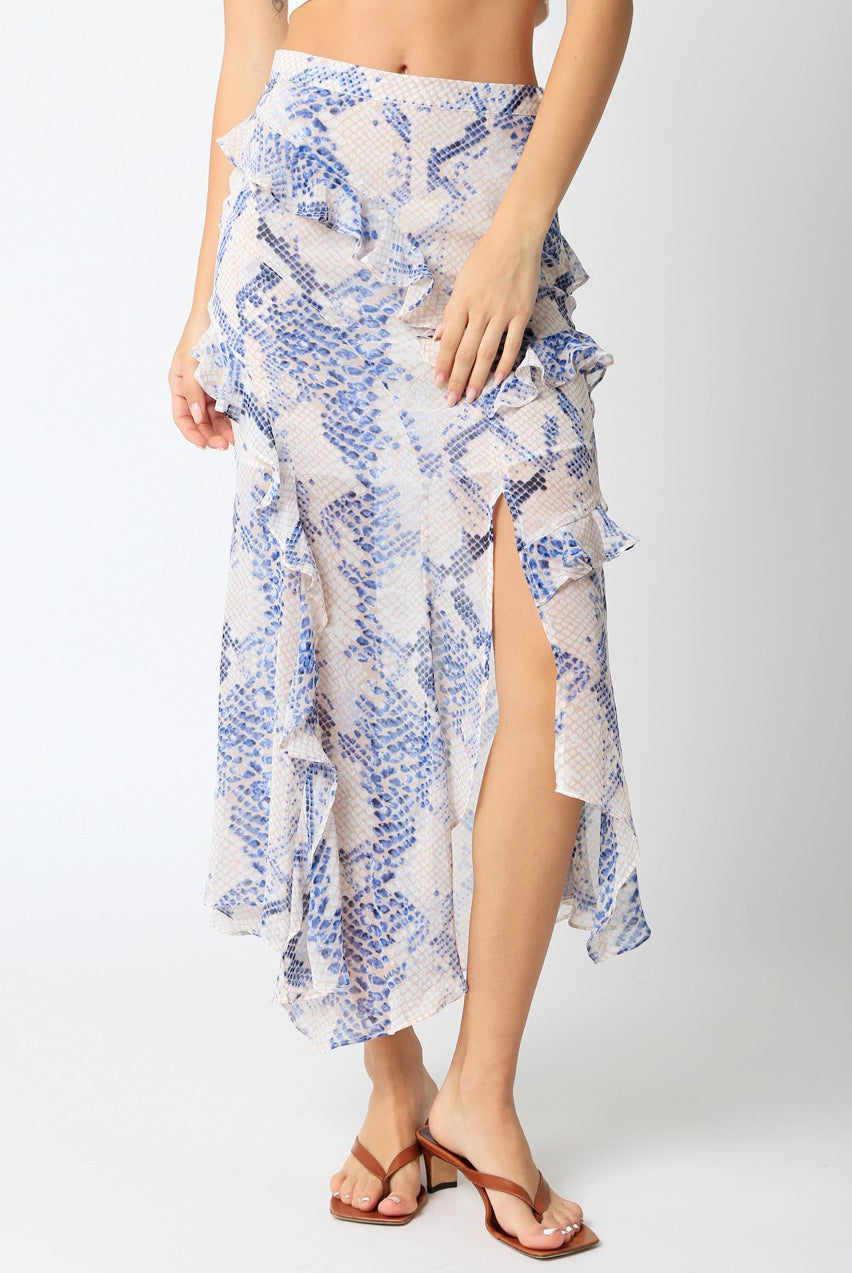 Snake Print Midi Skirt