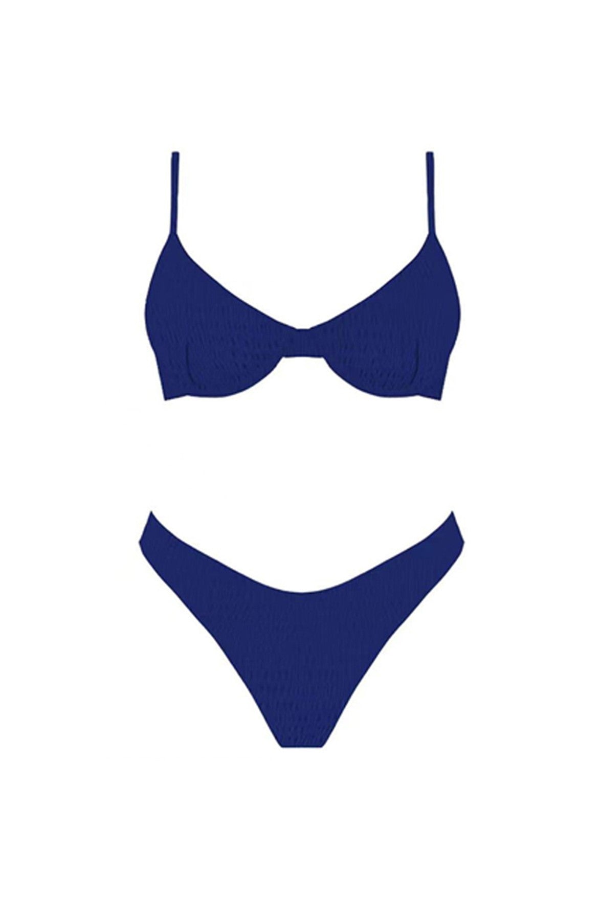 Navy Smocked Bikini Tops