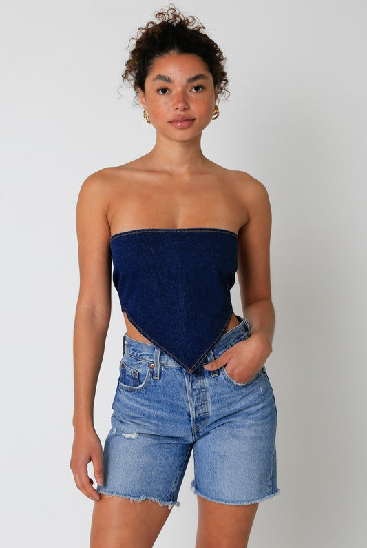 Denim Scarf Top