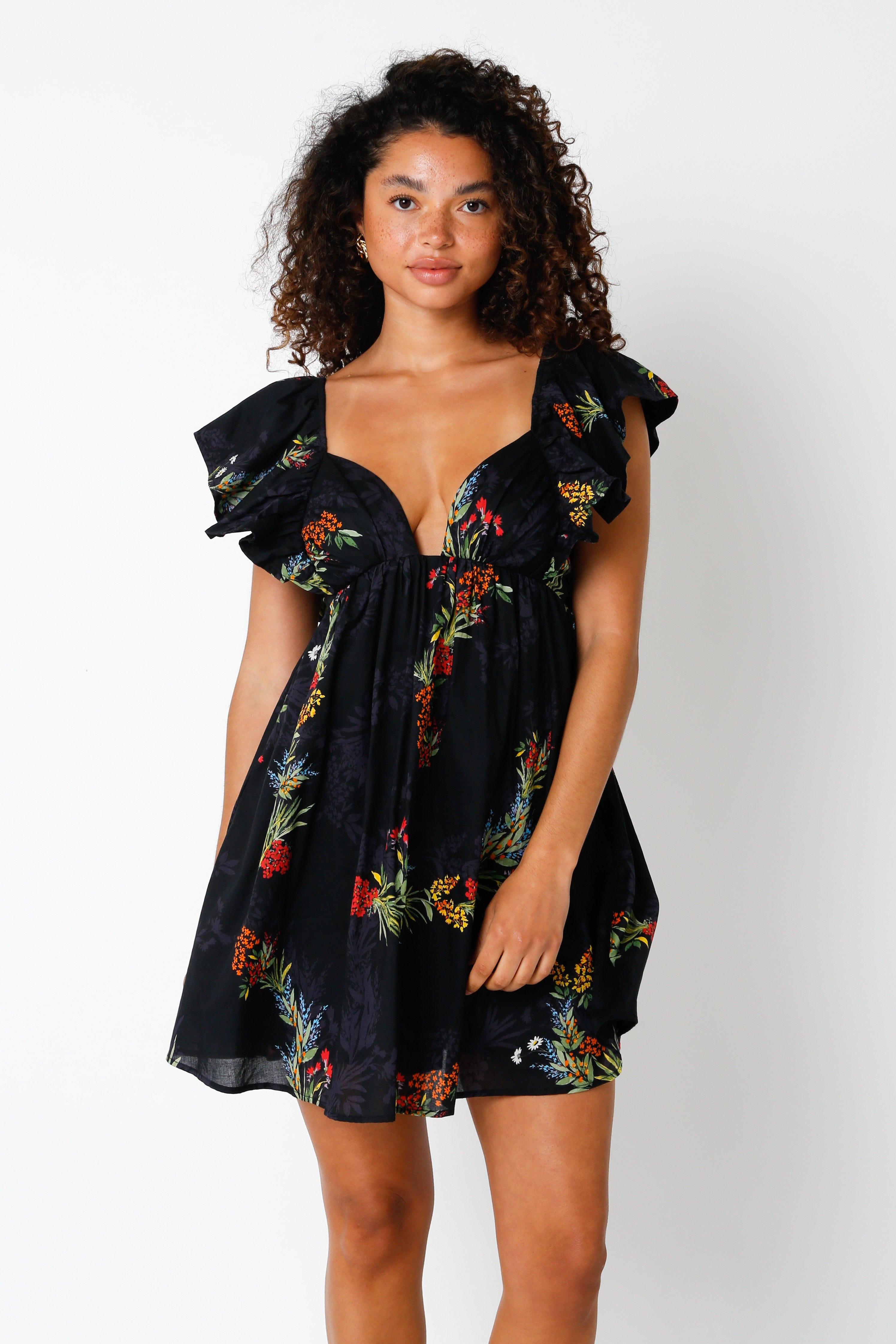 Black Floral Mini Dress