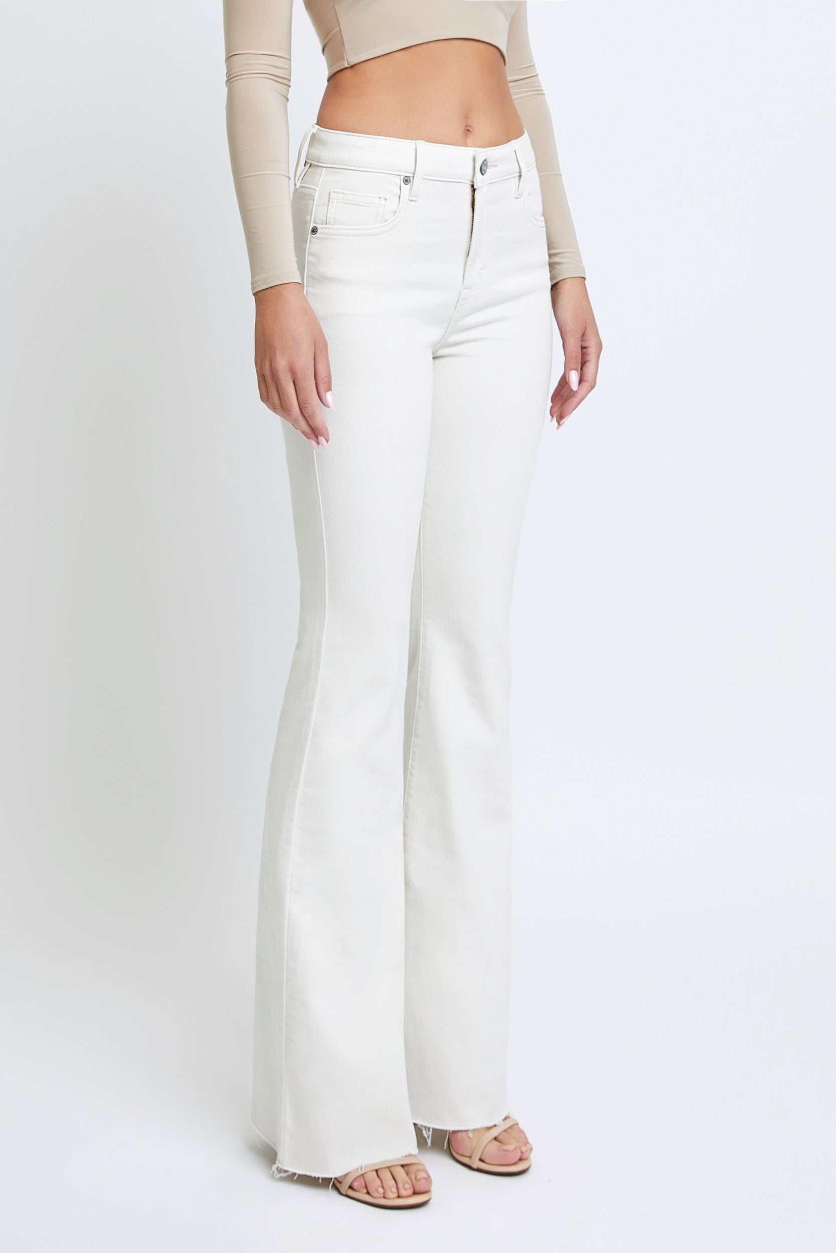 Delaney Off White Denim Flare Jeans - Side View