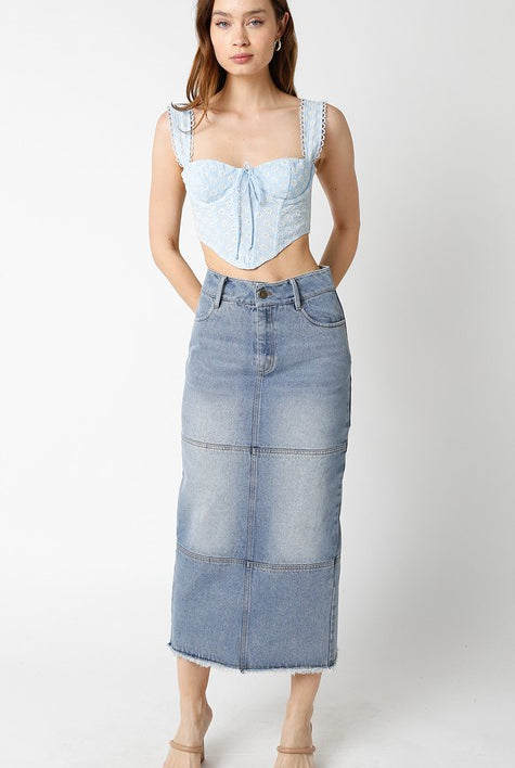 Blue Eyelet Corset Top - Front