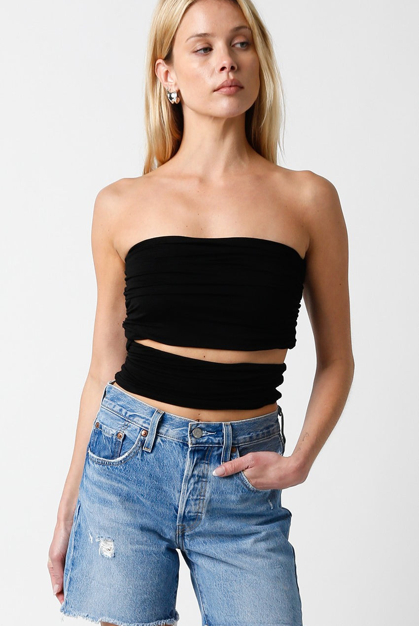 Delia Black Cutout Waist Tube Top