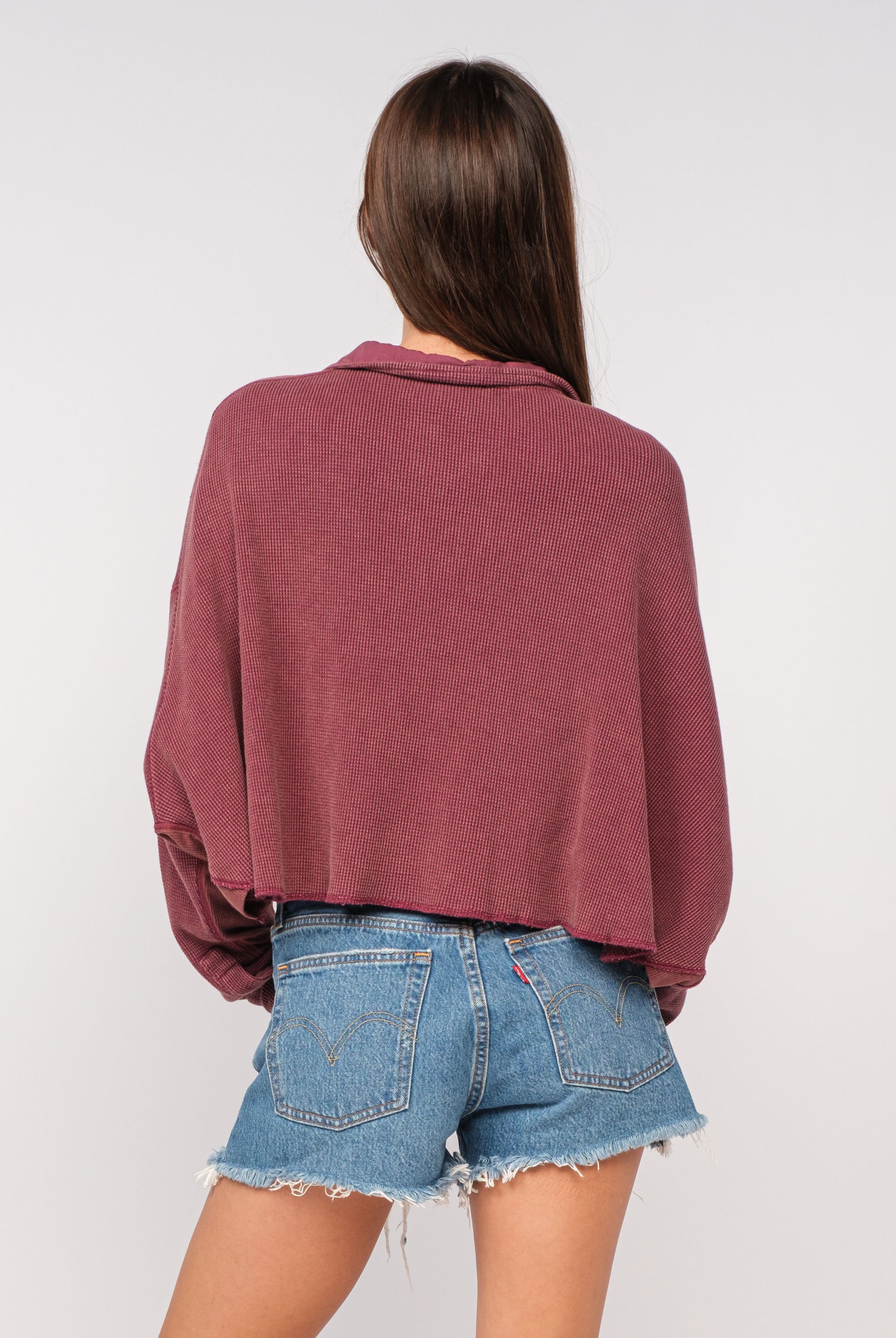 Waffle Knit Cropped Shacket