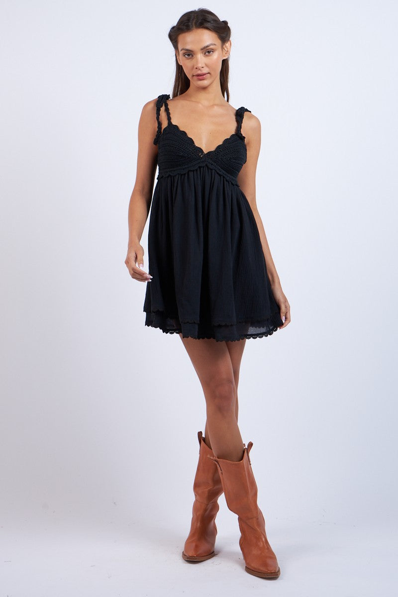 Black Crochet Dress