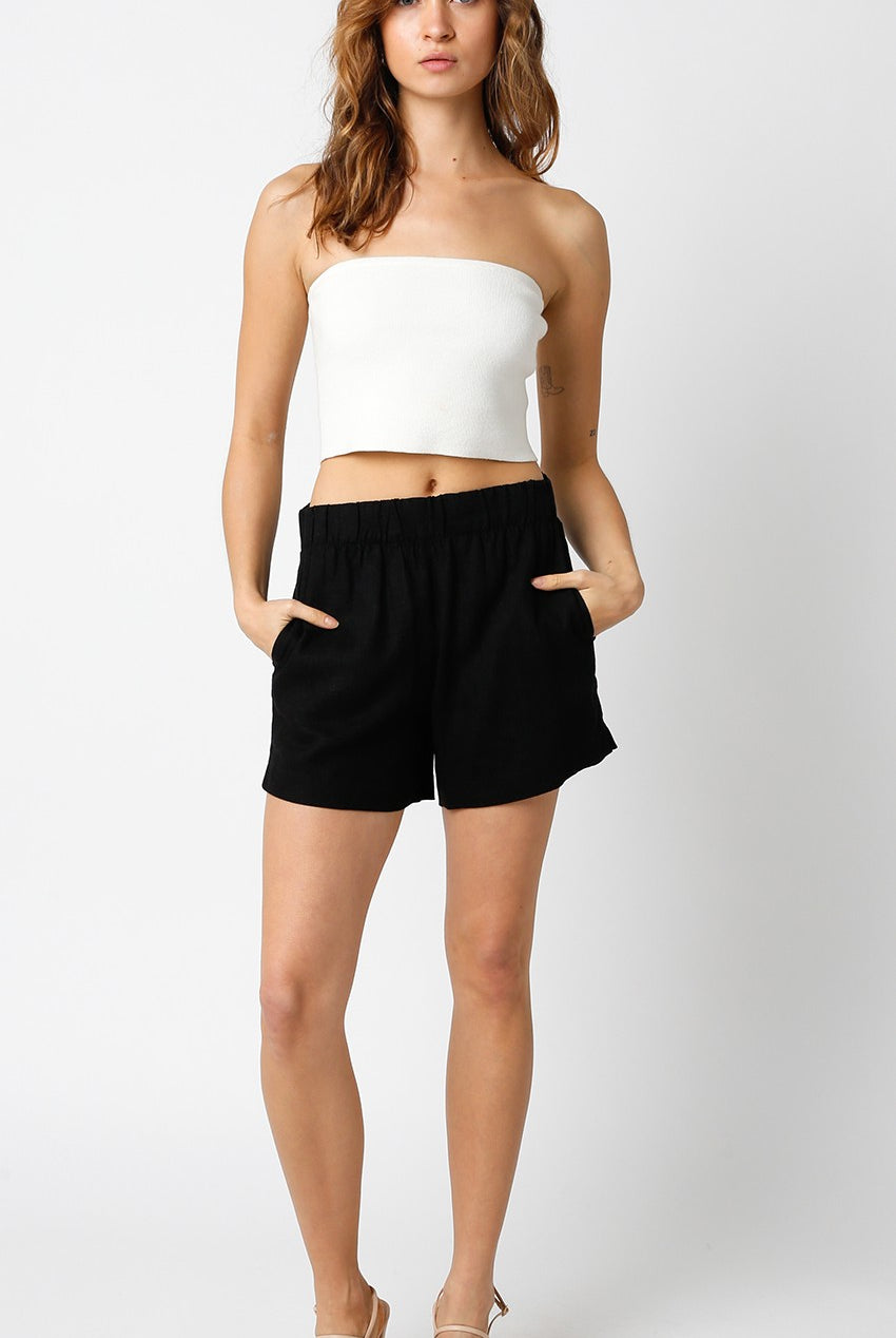 Black Linen Shorts