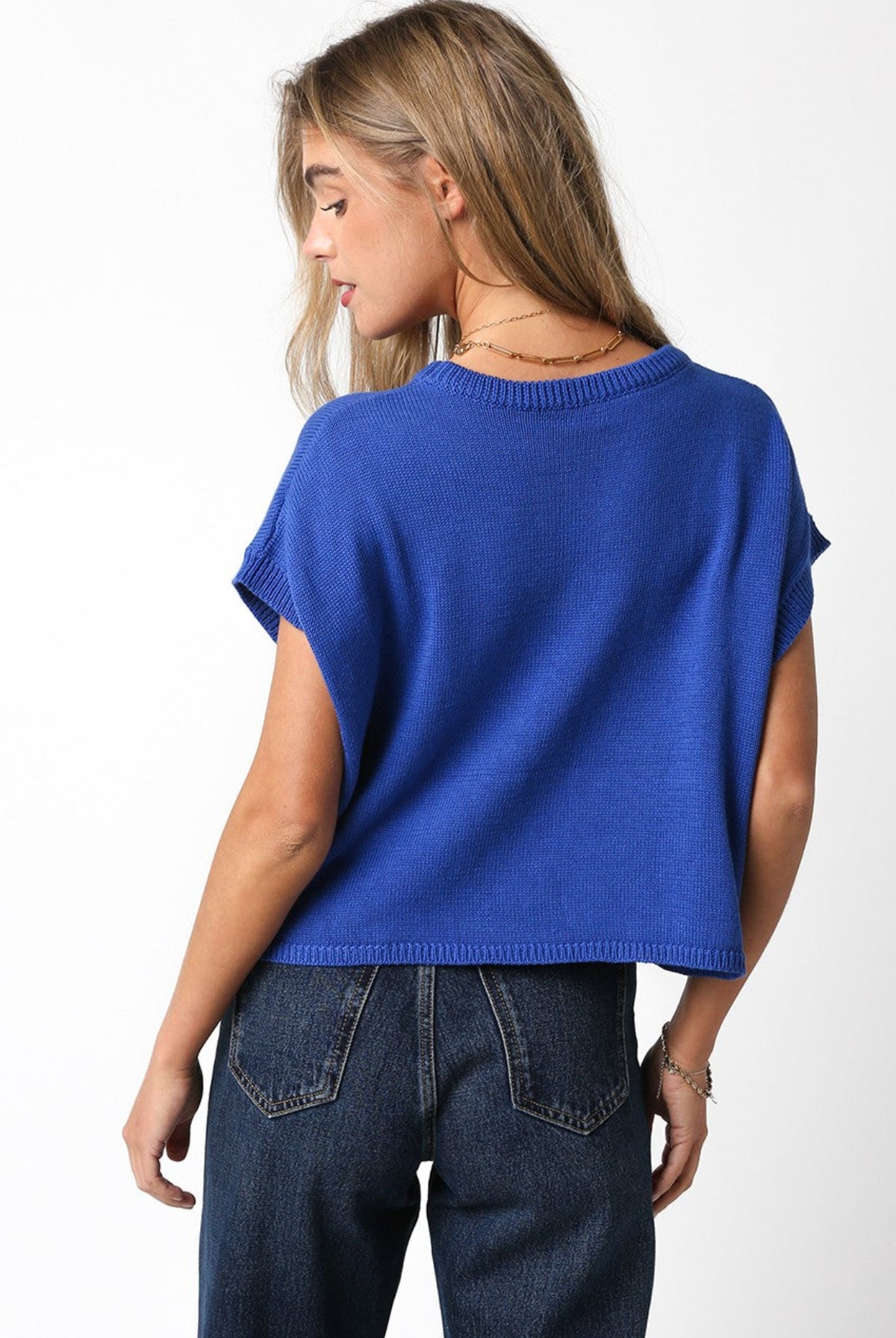 Blue American Flag Sweater Top back