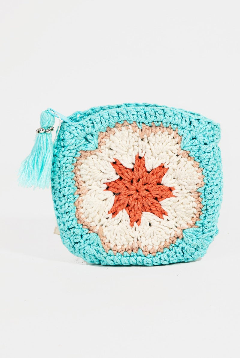 Blue Crochet Coin Purse