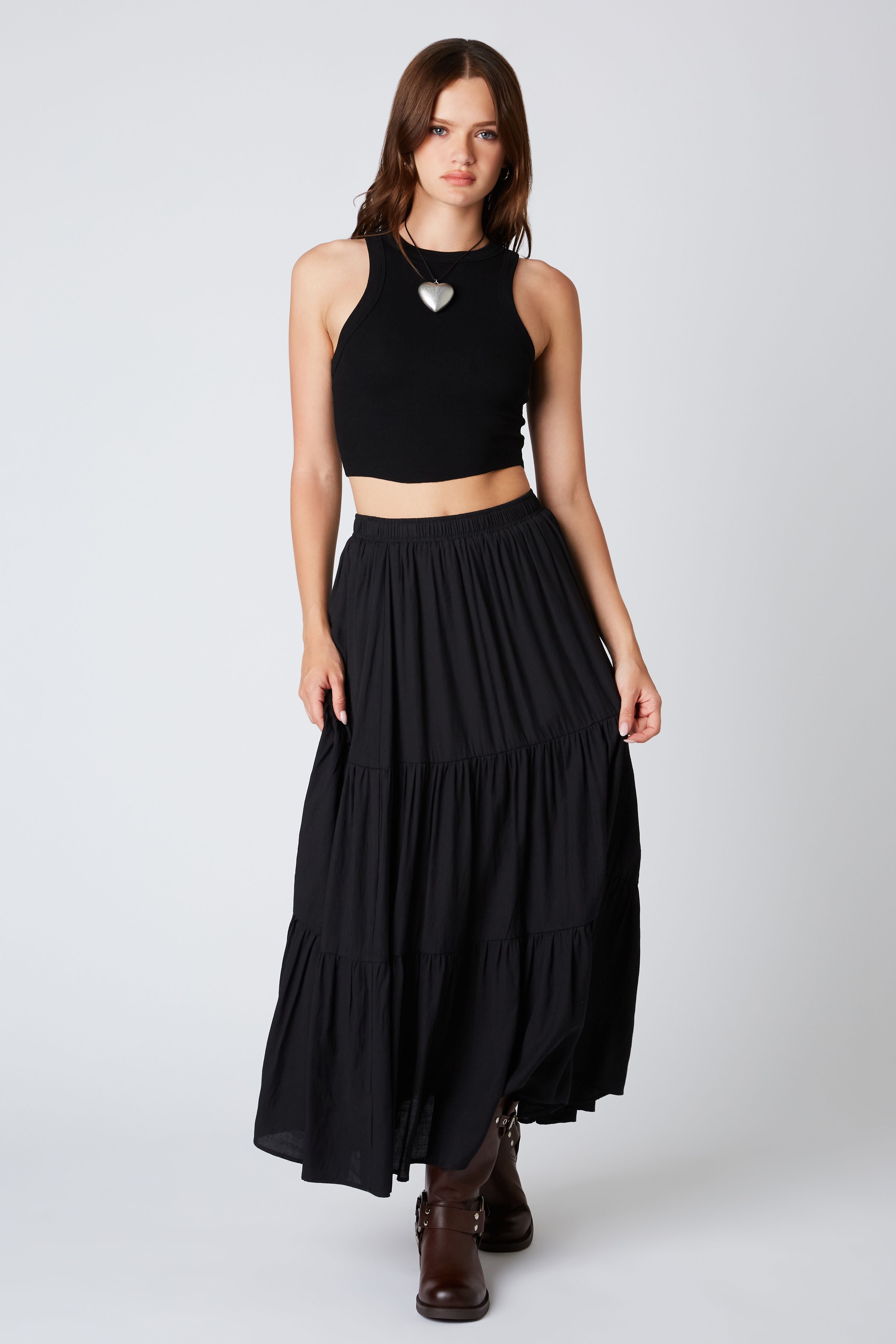 Black Tiered Maxi Skirt