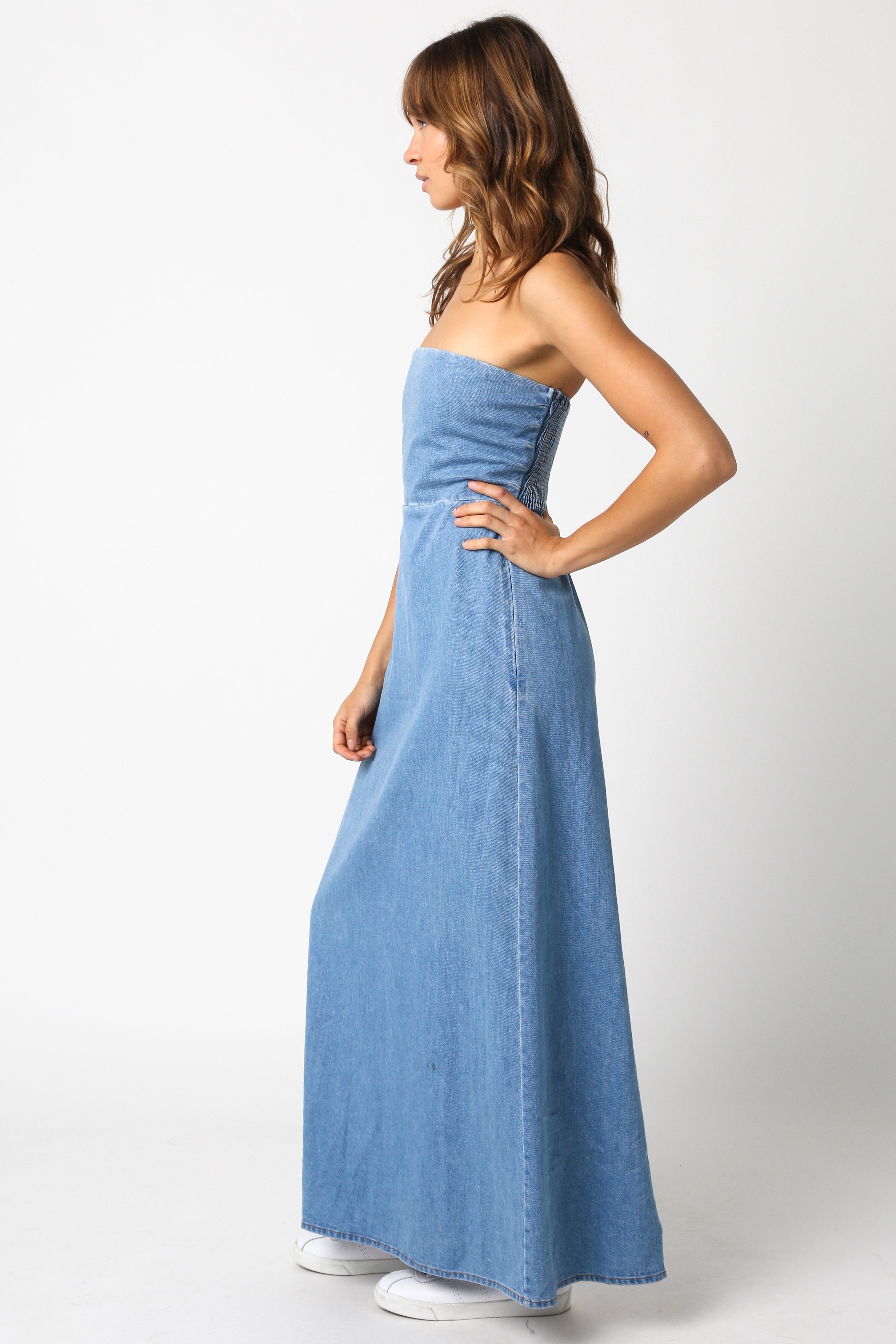 Denim Maxi Dress Strapless