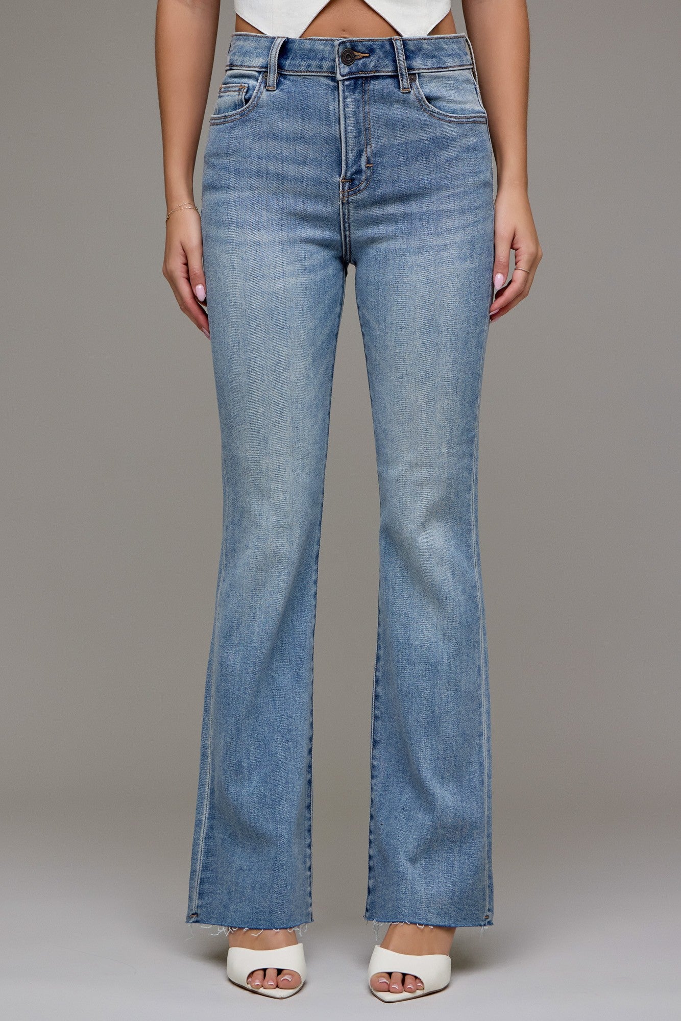 Freya Medium Wash Bootcut Jeans - Front View
