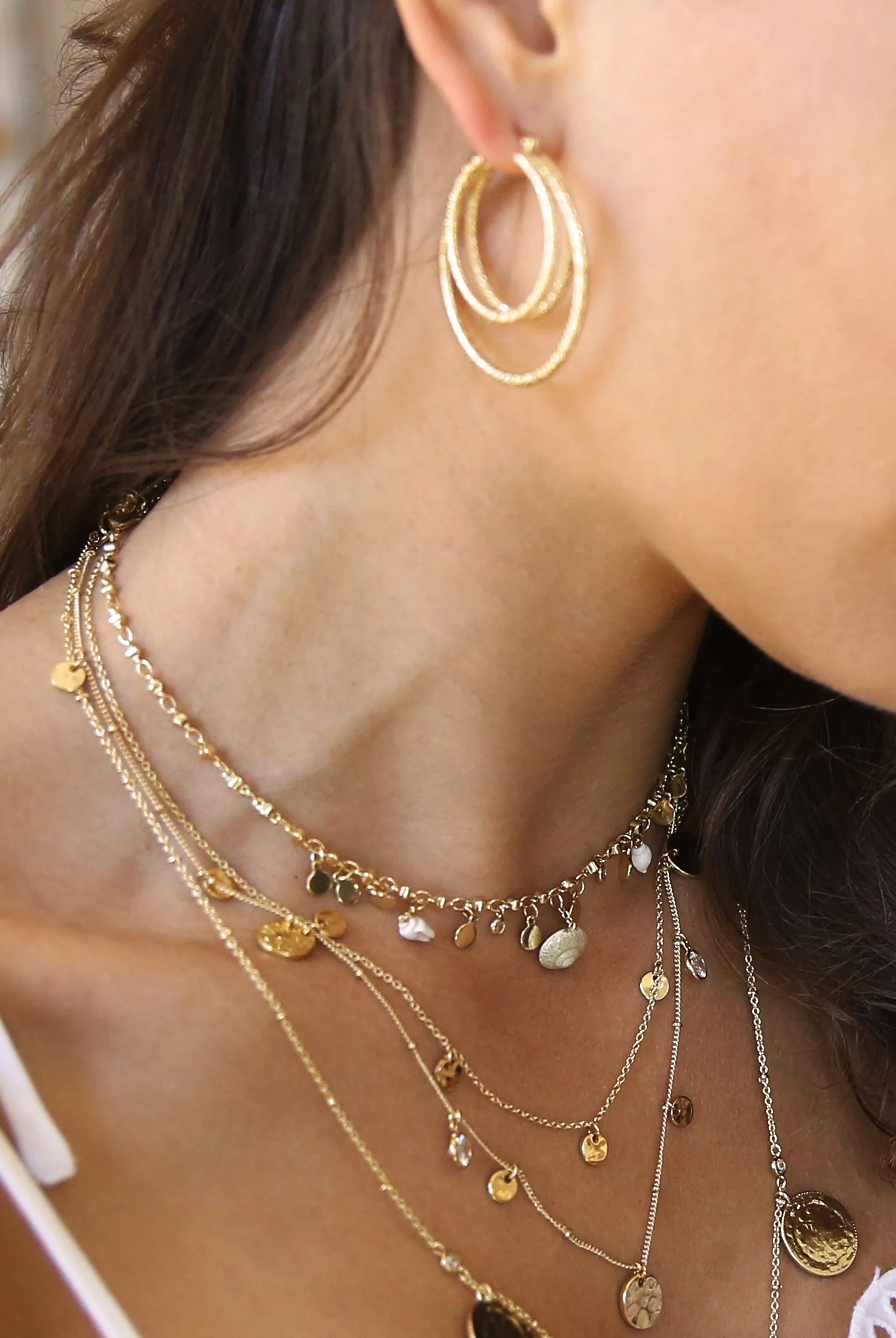 Gold Textured Hoops