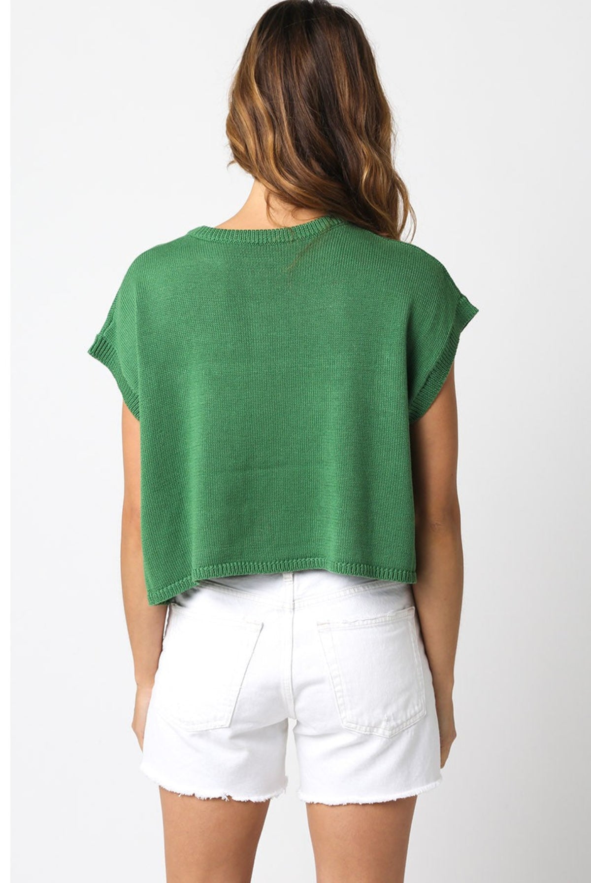 Green American Flag Sweater Top back