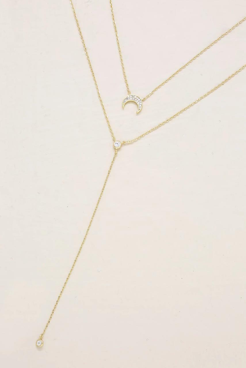 Crescent Moon Layered Necklace Set