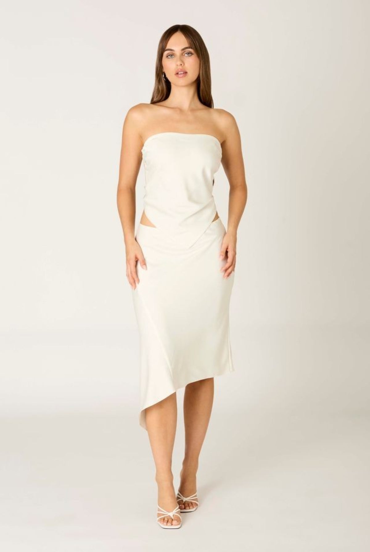 ivory satin scarf top front view