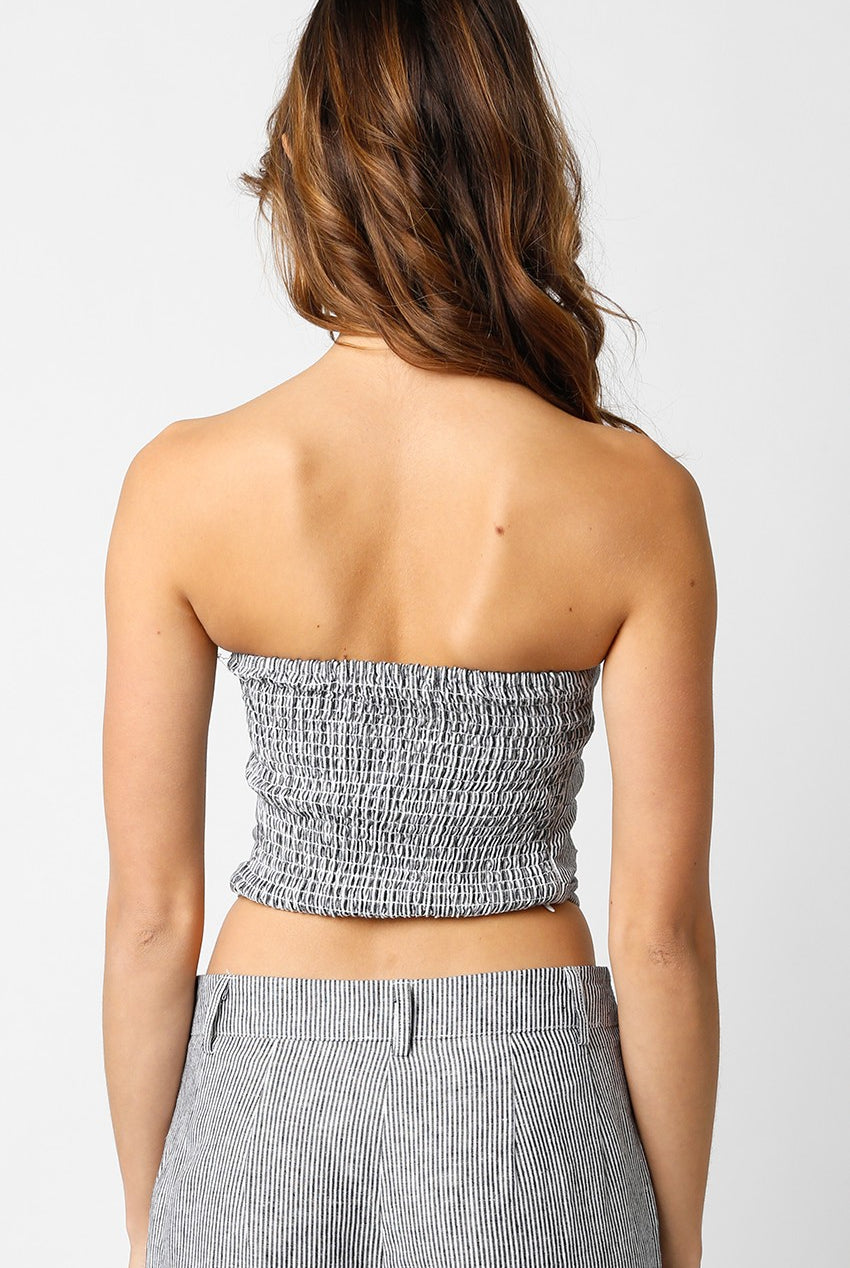 linen strapless top