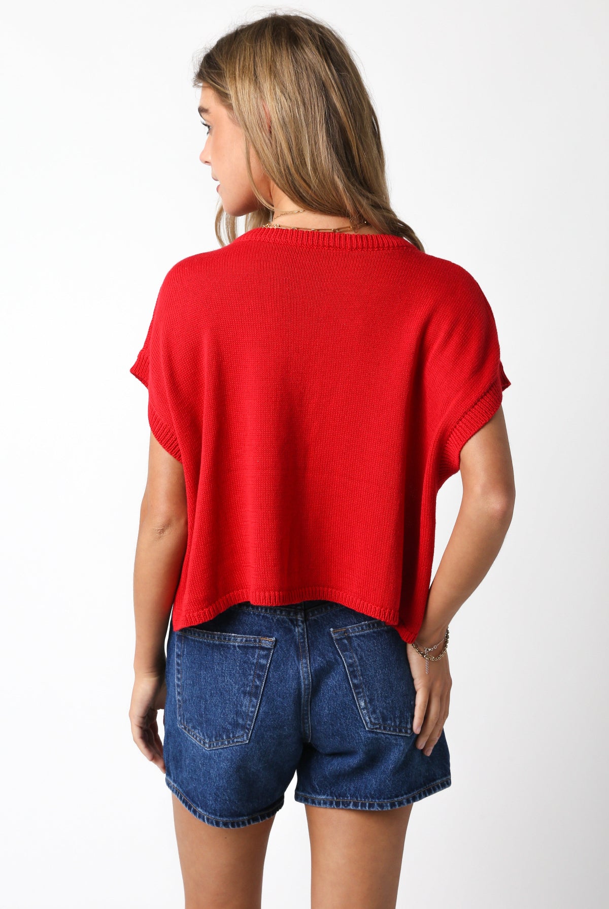 Red American Flag Sweater Top back