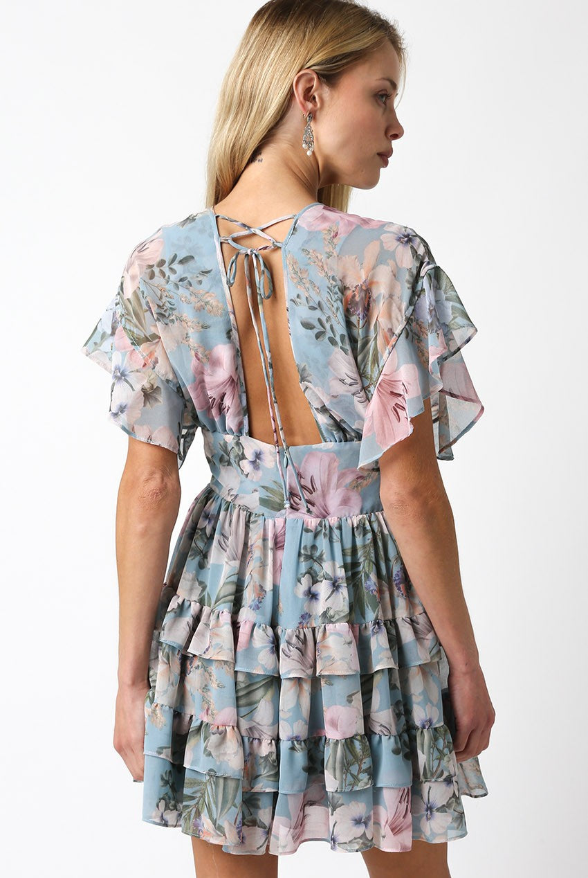 Short Sleeve Floral Mini Dress