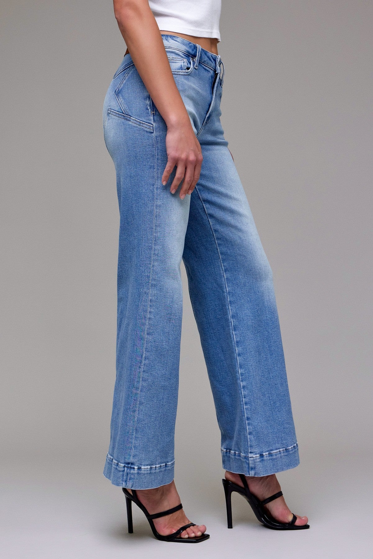 Astra Star Mid Rise Flare Jeans - Side View