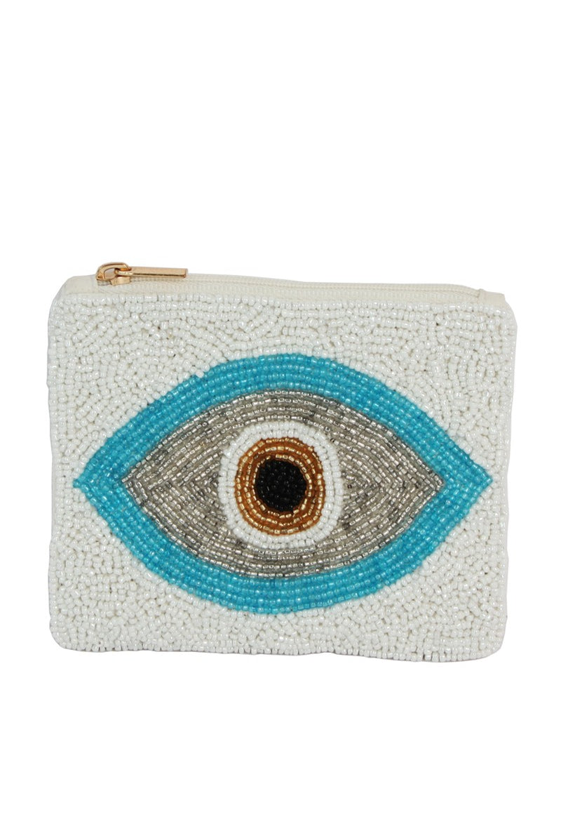 White Evil Eye Coin Purse