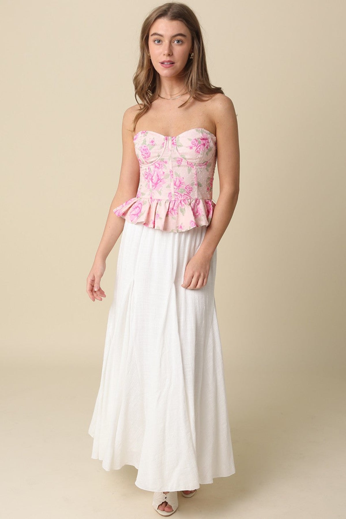 Flowy ethereal white maxi skirt with sweeping hemline.