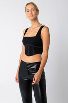 Black Asymmetric Crop Top