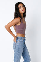 Brown Asymmetric Crop Top