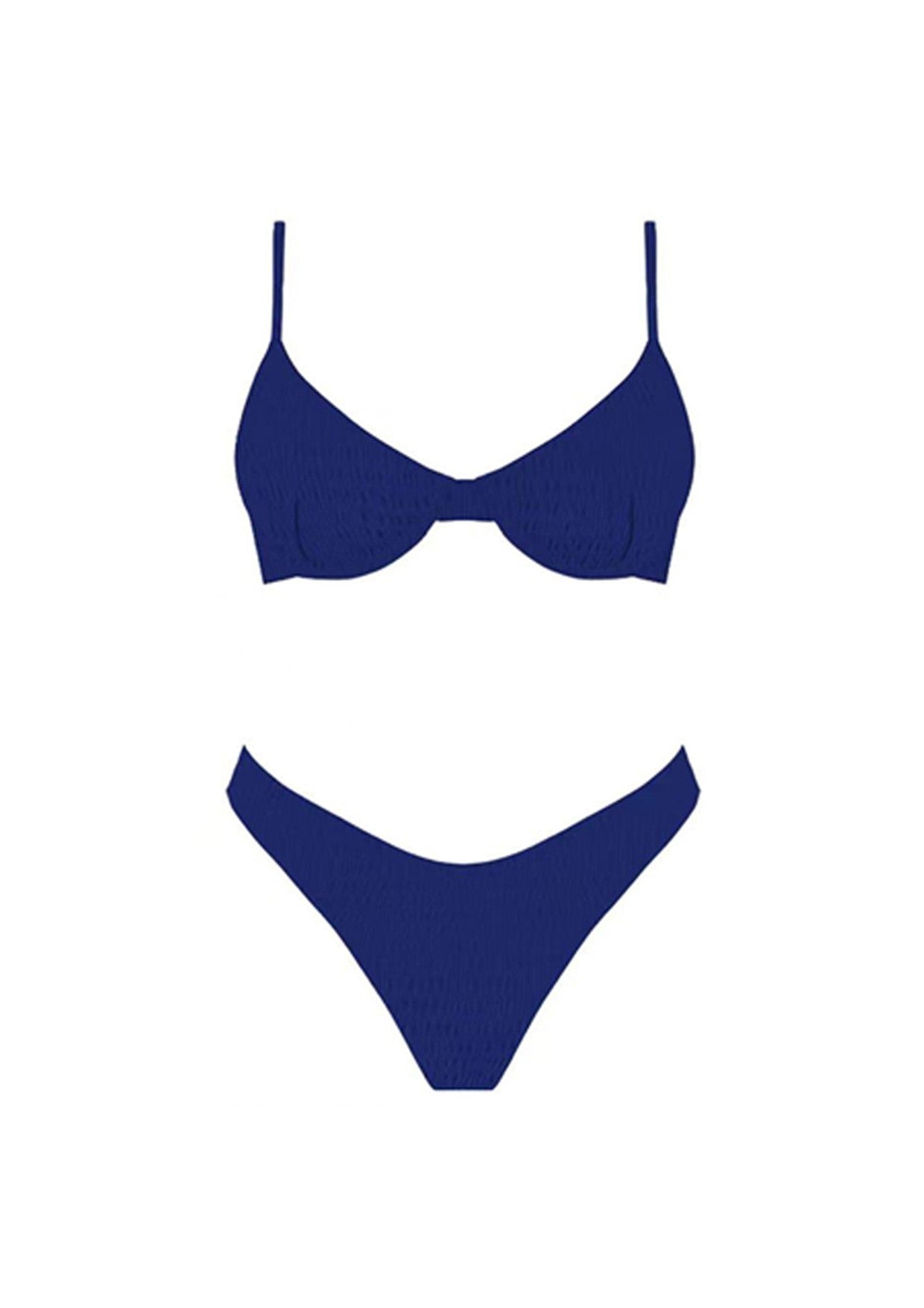 Navy Smocked Bikini Tops