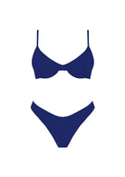 Navy Smocked Bikini Tops