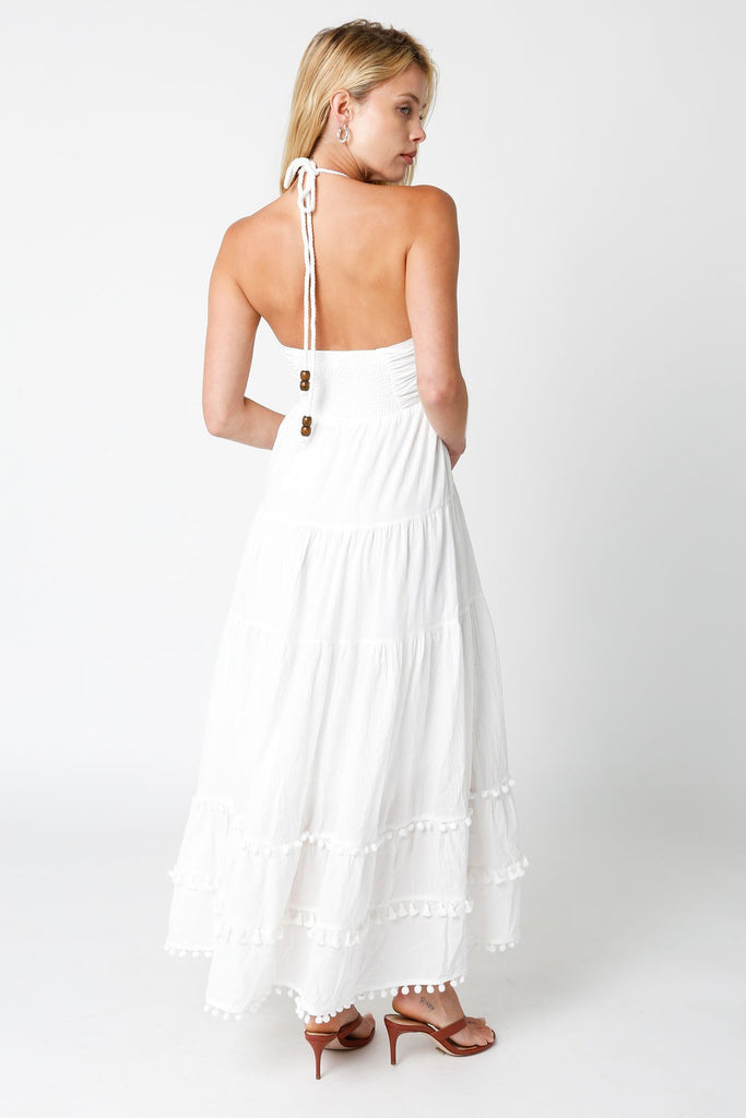 White Halter Maxi Dresses