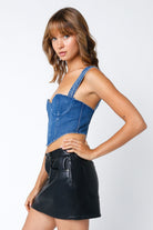 Denim Corset Crop Tops