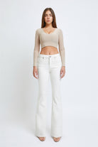 Delaney Off White Denim Flare Jeans - Full View