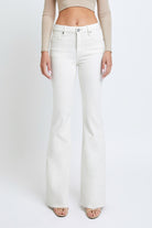 Delaney Off White Denim Flare Jeans - Front View