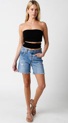  Black Cutout Waist Tube Top