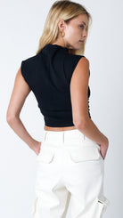  Black Mock Neck Crop Top - Back