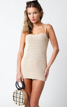 Claire Beige Crochet Cover Up Dress