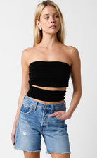 Delia Black Cutout Waist Tube Top