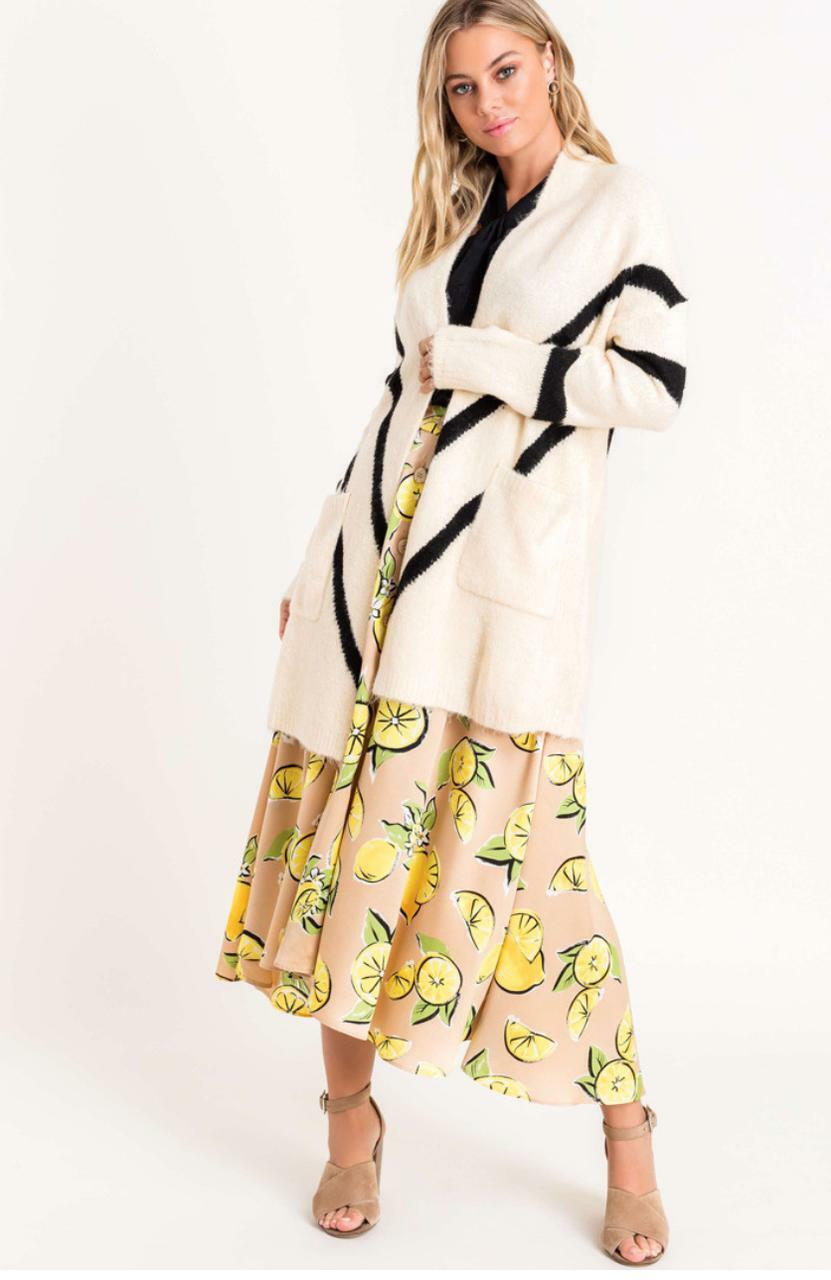 Ella Cream Chevron Open Front Cardigan