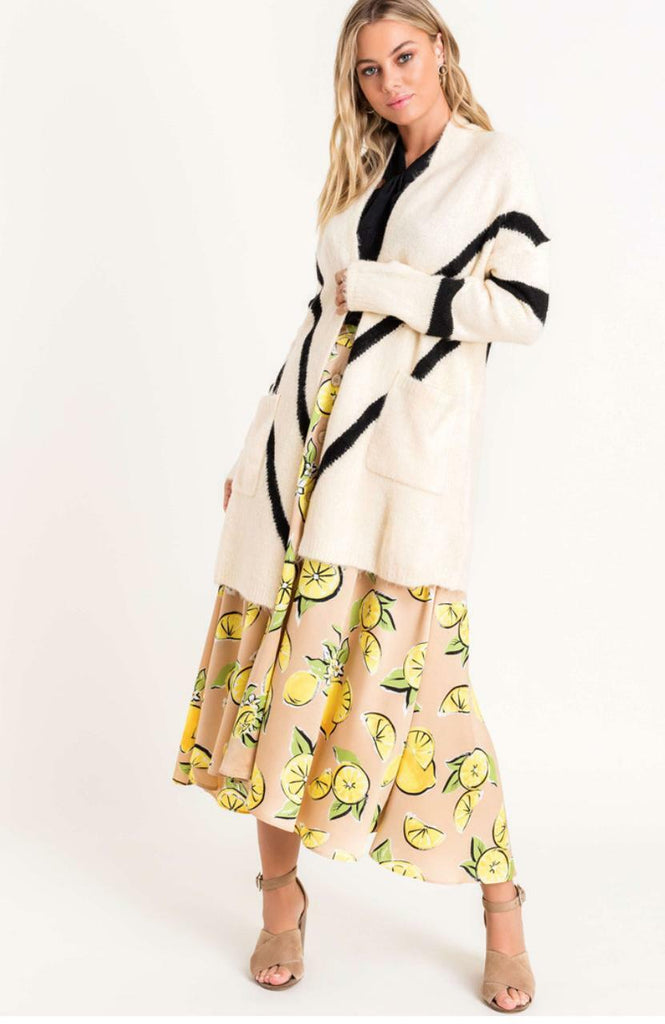 Ella Cream Chevron Open Front Cardigan
