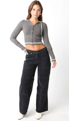 Emilie Grey Hooded Zip Up Sweater