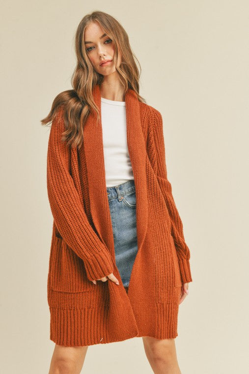 Farah Chestnut Cardigan Sweater