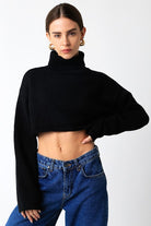 Black Cropped Turtleneck