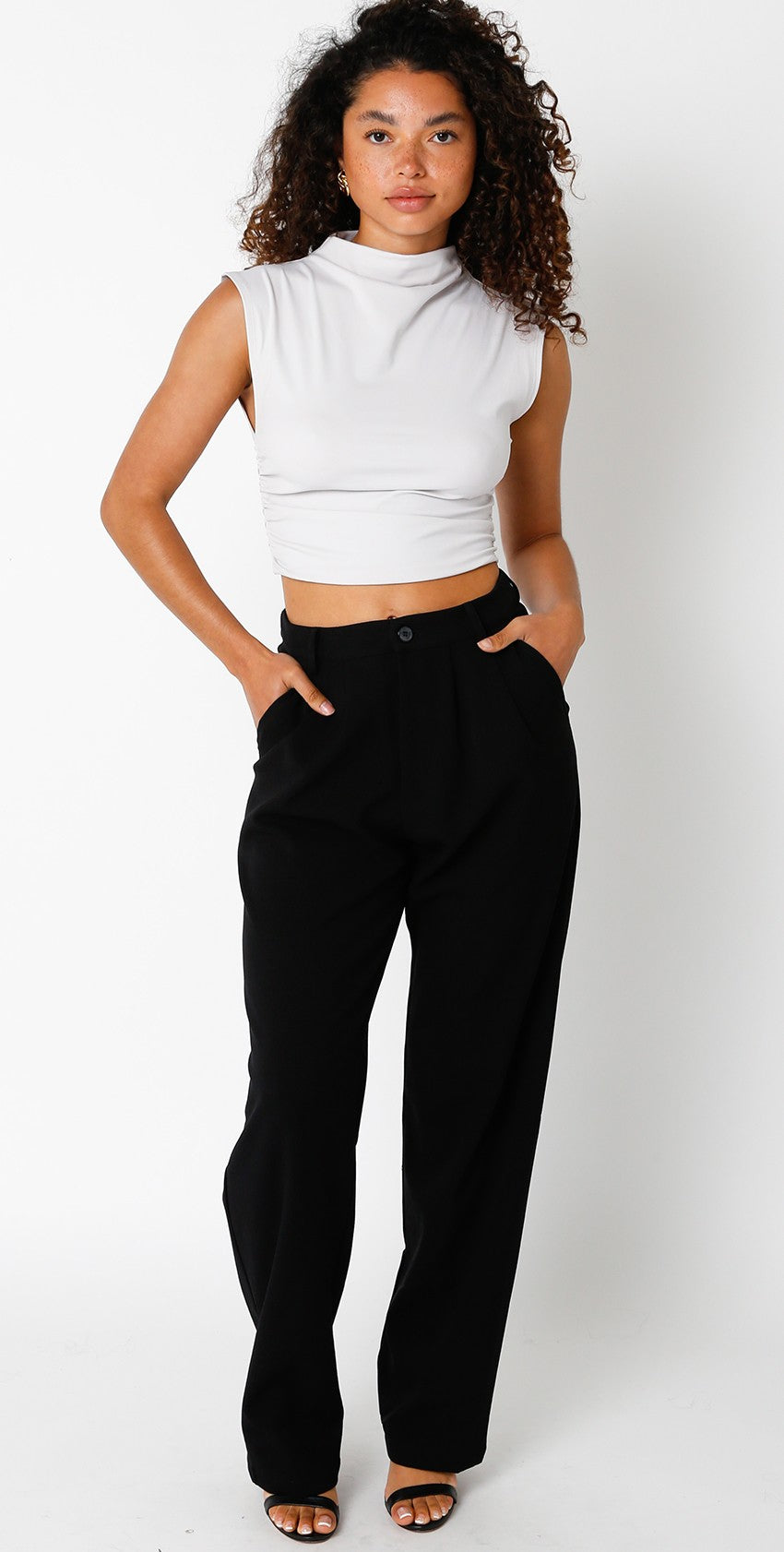   Mock Neck Crop Top