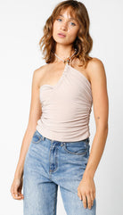 Overachiever Taupe Beaded Halter Top