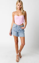 Pink Chevron Corset Crop Top