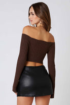  Ribbed Knit Top - Brown - Back