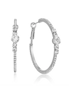 1.75 inch Silver Crystal Hoop Earrings