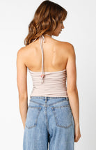  Taupe Beaded Halter Top